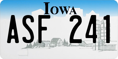 IA license plate ASF241