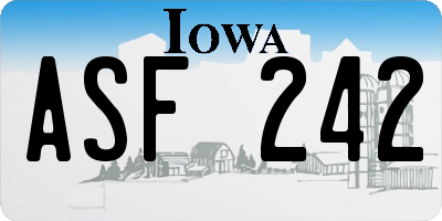 IA license plate ASF242