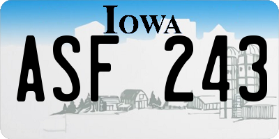 IA license plate ASF243