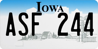 IA license plate ASF244