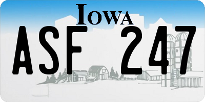 IA license plate ASF247