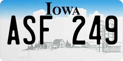 IA license plate ASF249