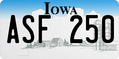 IA license plate ASF250