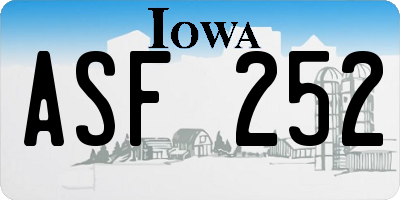 IA license plate ASF252