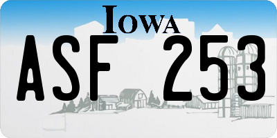 IA license plate ASF253