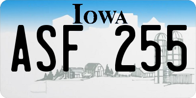IA license plate ASF255