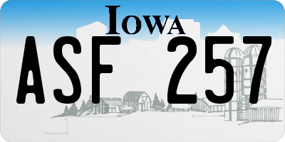 IA license plate ASF257