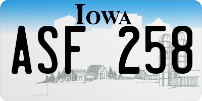 IA license plate ASF258