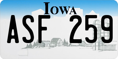 IA license plate ASF259