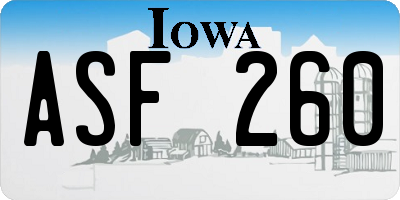 IA license plate ASF260