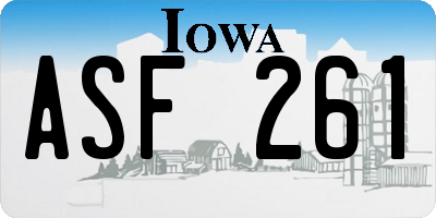 IA license plate ASF261
