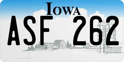 IA license plate ASF262