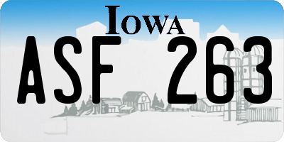 IA license plate ASF263