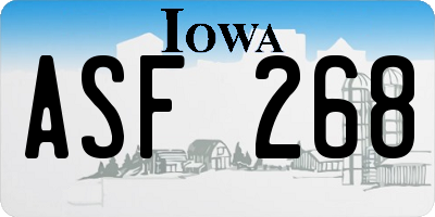 IA license plate ASF268