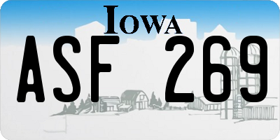 IA license plate ASF269