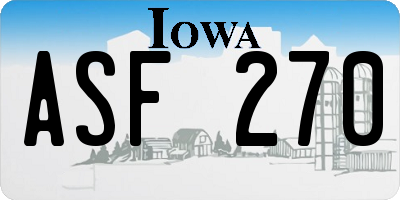 IA license plate ASF270