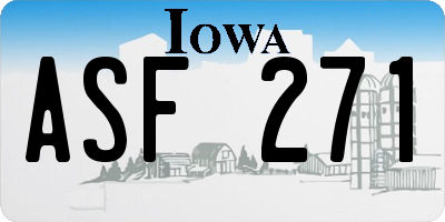 IA license plate ASF271