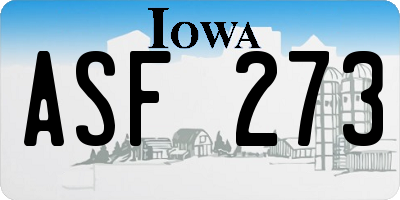IA license plate ASF273