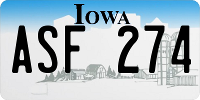 IA license plate ASF274