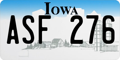 IA license plate ASF276