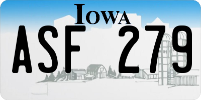 IA license plate ASF279