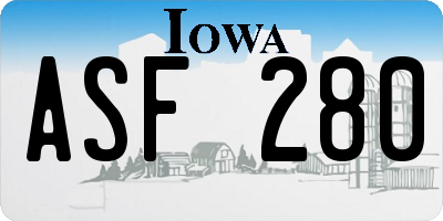 IA license plate ASF280