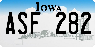 IA license plate ASF282