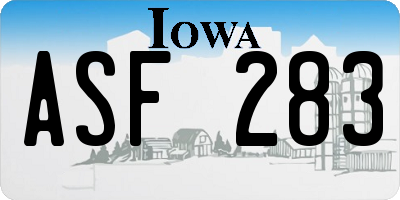 IA license plate ASF283