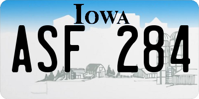 IA license plate ASF284