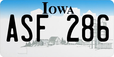 IA license plate ASF286