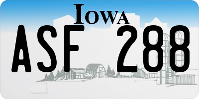 IA license plate ASF288