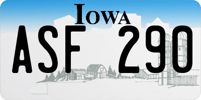 IA license plate ASF290