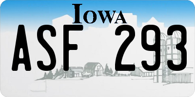 IA license plate ASF293