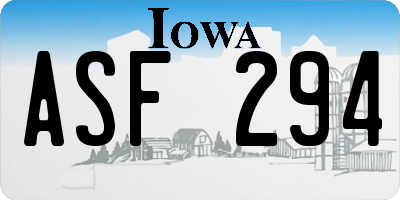 IA license plate ASF294