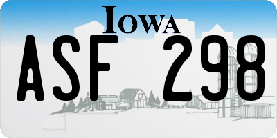 IA license plate ASF298