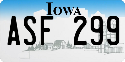 IA license plate ASF299