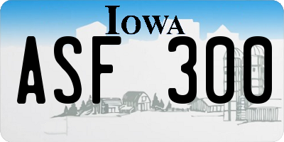 IA license plate ASF300