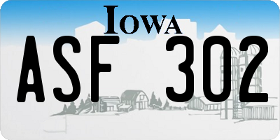 IA license plate ASF302