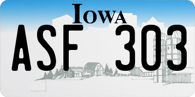 IA license plate ASF303