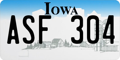 IA license plate ASF304