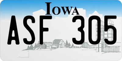 IA license plate ASF305