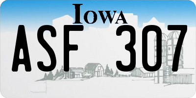 IA license plate ASF307