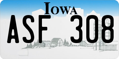 IA license plate ASF308