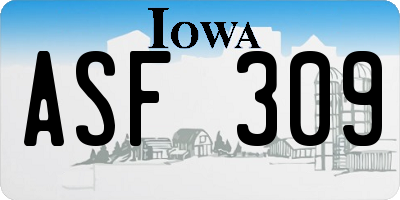 IA license plate ASF309