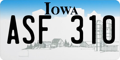 IA license plate ASF310