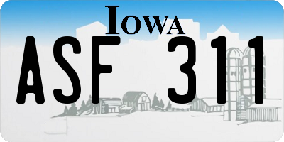 IA license plate ASF311