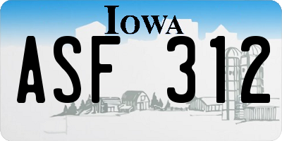 IA license plate ASF312