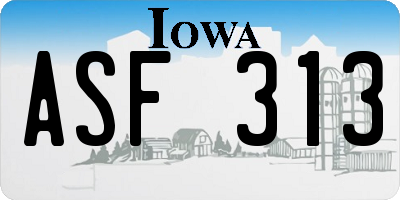 IA license plate ASF313