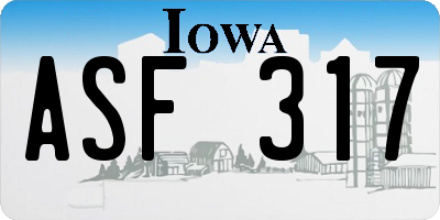 IA license plate ASF317