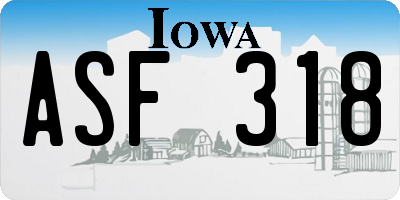 IA license plate ASF318